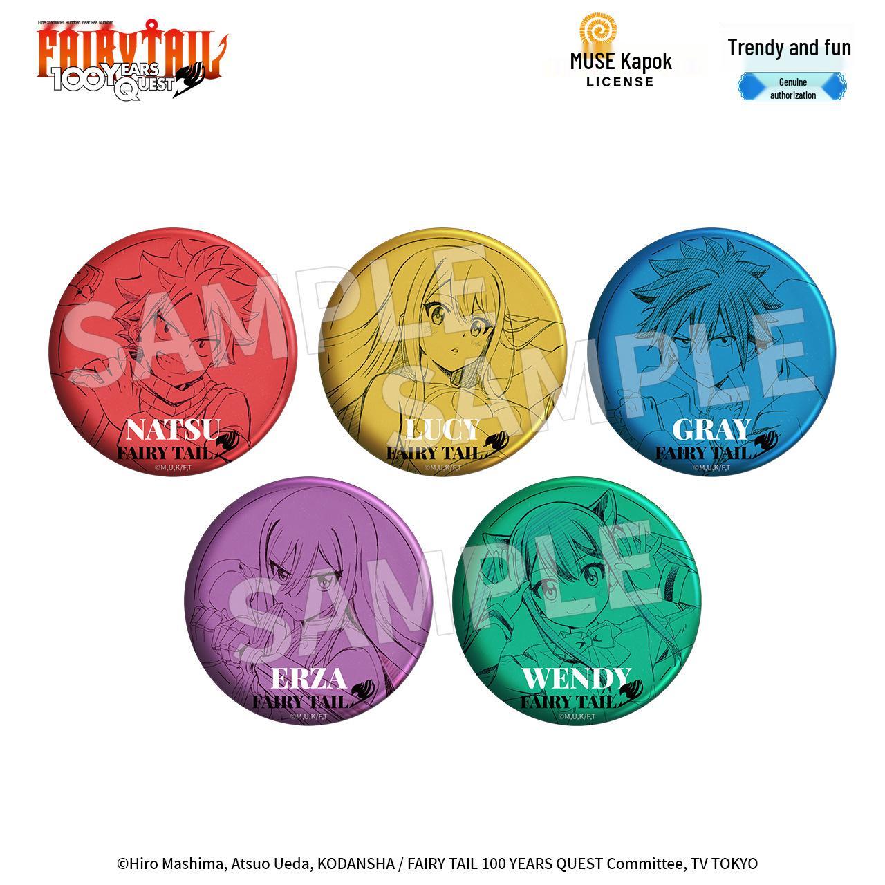 Оригинальный значок-монохромный значок «Хвост Феи: 100-летний квест» из слепой коробки (75MM) - Нацу и Люси 75MM