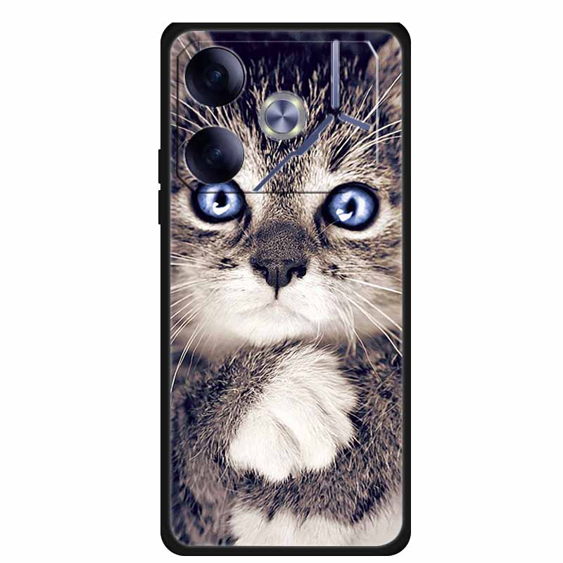 For Tecno Pova 6 Phone Case 6.78" Animal Black Silicone Soft Back Cover Cases For Tecno Pova 6 Case Pova6 Coque Funda Shockproof
