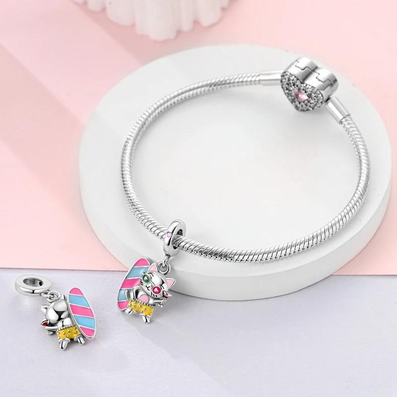 Charms Platacute Kitten Vacation-Style Beads Fit Originalbracelets Charms For Women Jewelry Diy Making Fine Gifts