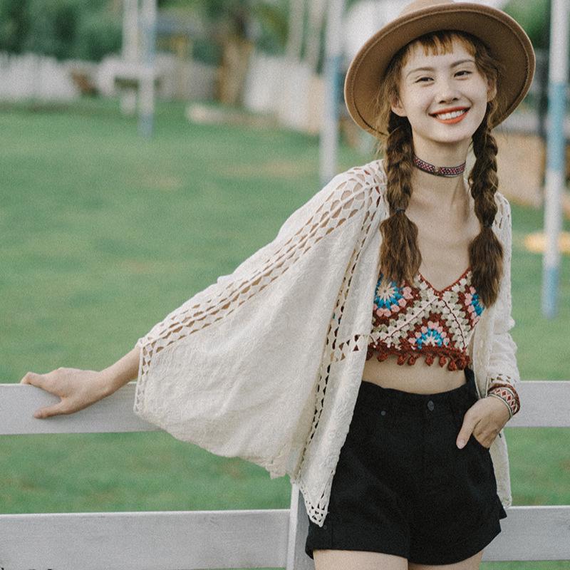 Meng De Ma Bohemisk ihålig kofta med fladdermusärm