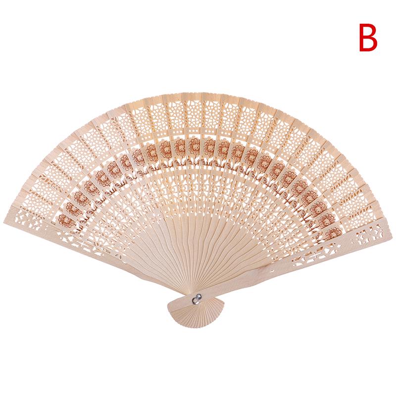 Wood Hollow Carved Foldable Pocket Hand Fan Women/'s Outdoor Handheld Accessories