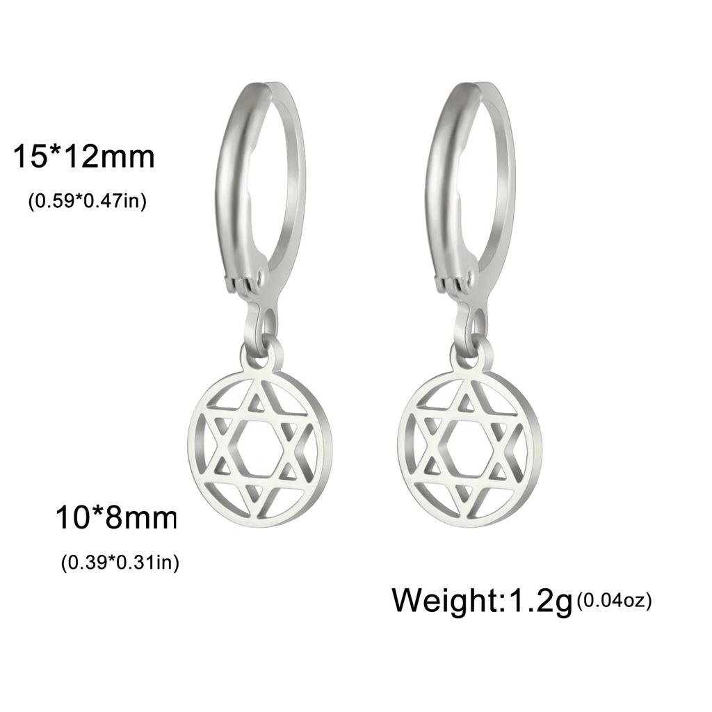 Star of David Round Pendant Earrings Stainless Steel Gold Color Hexagram Je Judaism Earrings Jewelry Wholesale 2026 New