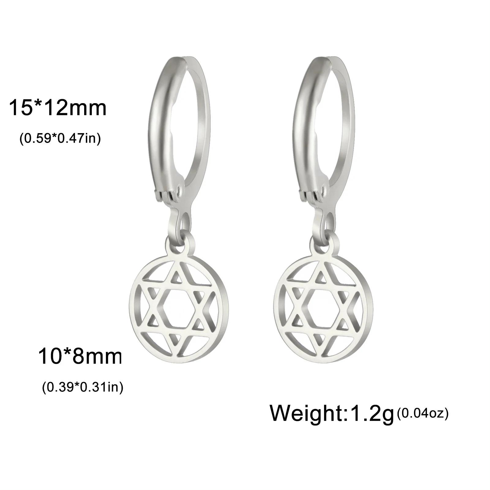 

Star of David Round Pendant Earrings Stainless Steel Gold Color Hexagram Je Judaism Earrings Jewelry Wholesale 2026 New