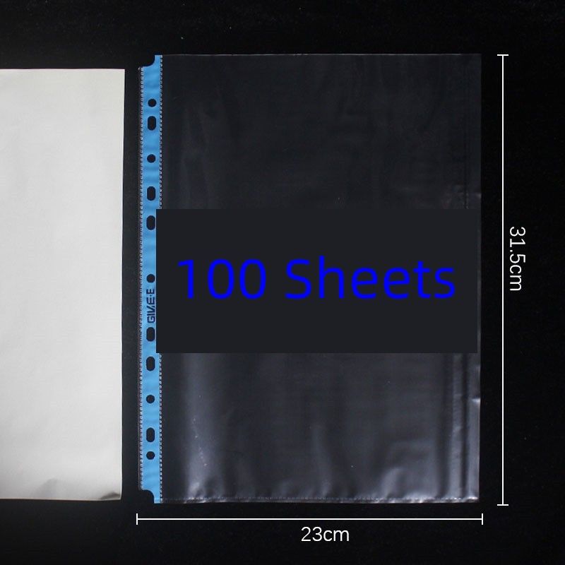 

Color File Transparent 234-Hole Folder Punching Loose-Leaf Bag 11-Hole Thick Information Bag Protection Assorted Storage Bags Blue Border (100 Sheets)