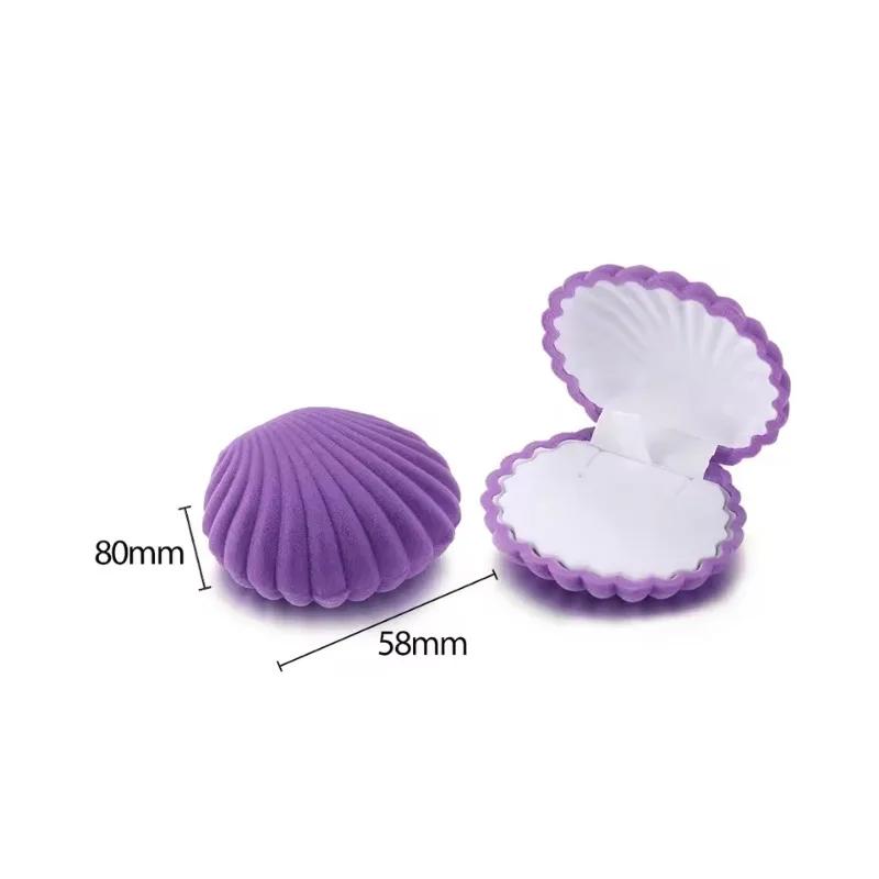 Kreative Süße Muschelform Geschenkbox Halter Schmuckschatulle Samt Hochzeit Verlobungsringbox Für Ohrringe Halskette Armband Display