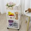 3-4 Layers Of White Simple Plastic Splicing Receiving Rack, Bathroom Light Small Item Storage Trolley, Floor Standing Storage Ra