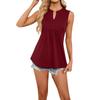 Women's Solid Color Stand Collar Tuxedo Vest Tops Pleated V Neck T-Shirt Tops