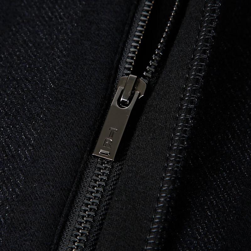 Caizi Men's Mid-Length Padded Wool Blend Coat with Vertical Stripes