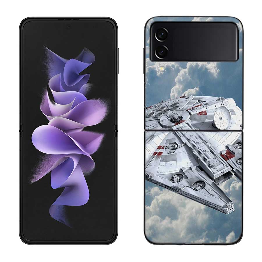 

Millennium Falcon in Space Phone Case For Samsung Z Flip 7 6 5G Galaxy Z Flip 5 4 3 Black Hard Cell Cover Luxury PC Shell Coque Samsung Z Flip 5 5G