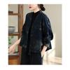 DIMANAF 2026 Autumn Winter Plus Size Women Denim Jackets Coat Casual Long Sleeve Blue Print Floral Loose Buttons Vintage Outwear