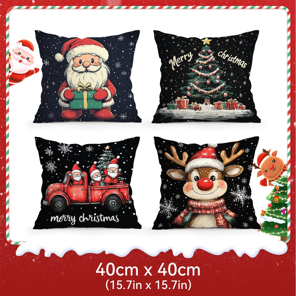Santa Claus Elk Christmas Tree Pillowcase Bedroom Sofa Cushion Cover 100% Polyester Living Room Cushion Pillowcase Home Decor