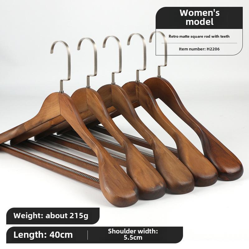 Clothes hanger clothing store clothes hanger adult seamless wide shoulder suit clothes rack suit non-slip solid wood clothes hanger wholesale