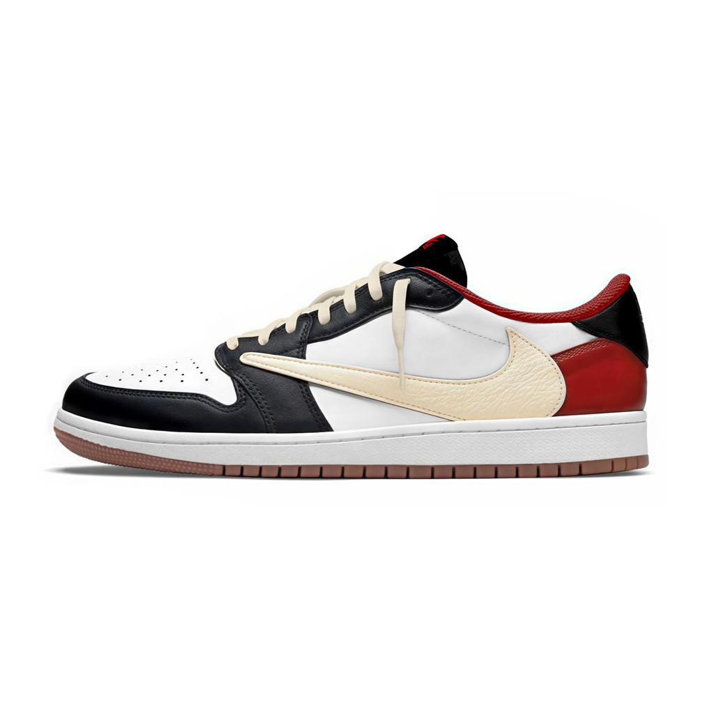 Jordan X Travis Scott Air Jordan 1 Abdeckung Rutschfest Niedrig geschnitten Skateboard Schuhe Unisex Schwarz Weiß Rot DZ4137-700(Team954-)