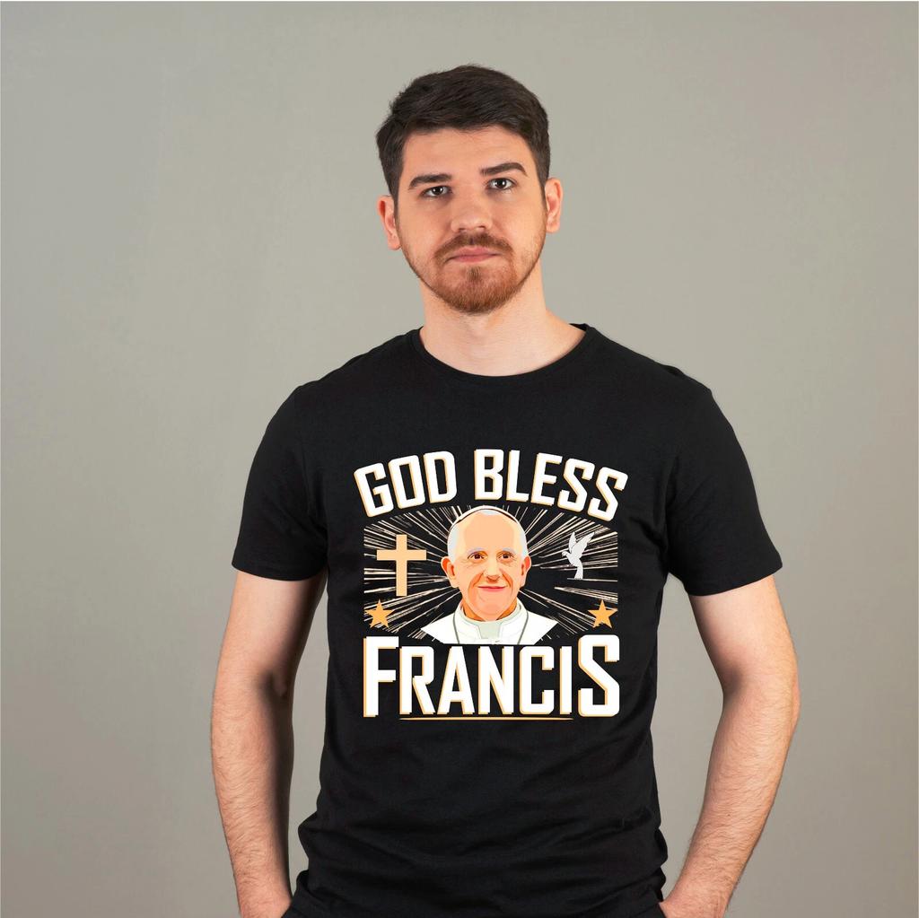God Bless Pope Francis Rest In Peace Christian Cross Support Prayer Tee T-Shirt