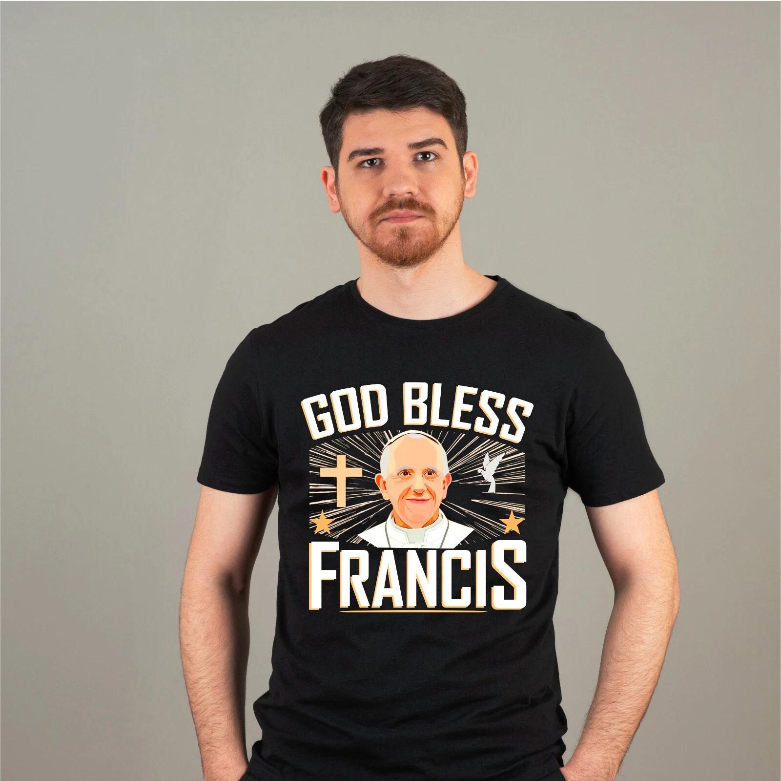 God Bless Pope Francis Rest In Peace Christian Cross Support Prayer Tee T-Shirt 4XL