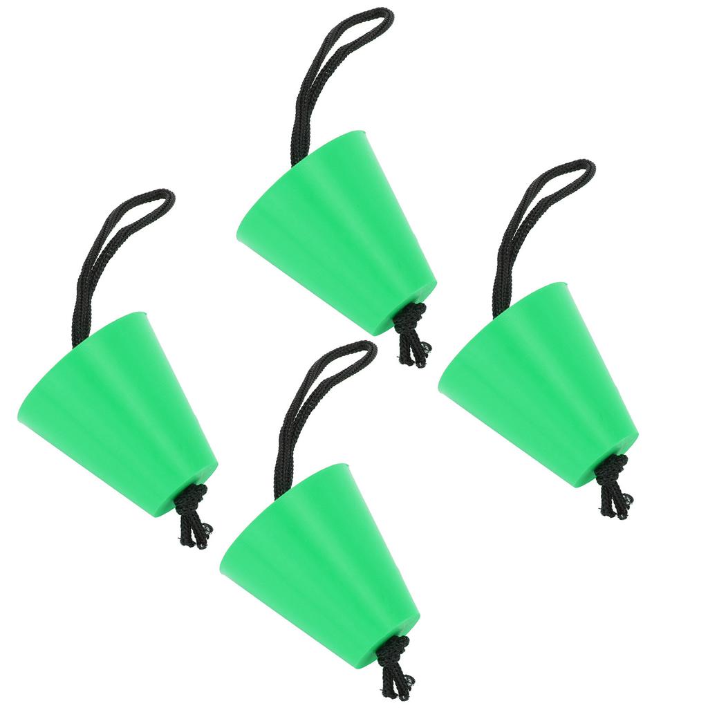 4 Stück Lenzstopfen-Set mit Fangband Flexibler Silikon-Ablauflochstopfen Universell für Kajaks Kanus Grün