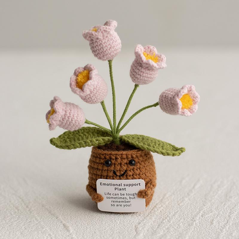 Emotional Support Crochet Sunflower Cute Knitted Flowers Potted Table Decor Graduation Gift Knitting Flower Pot Desk Accessories