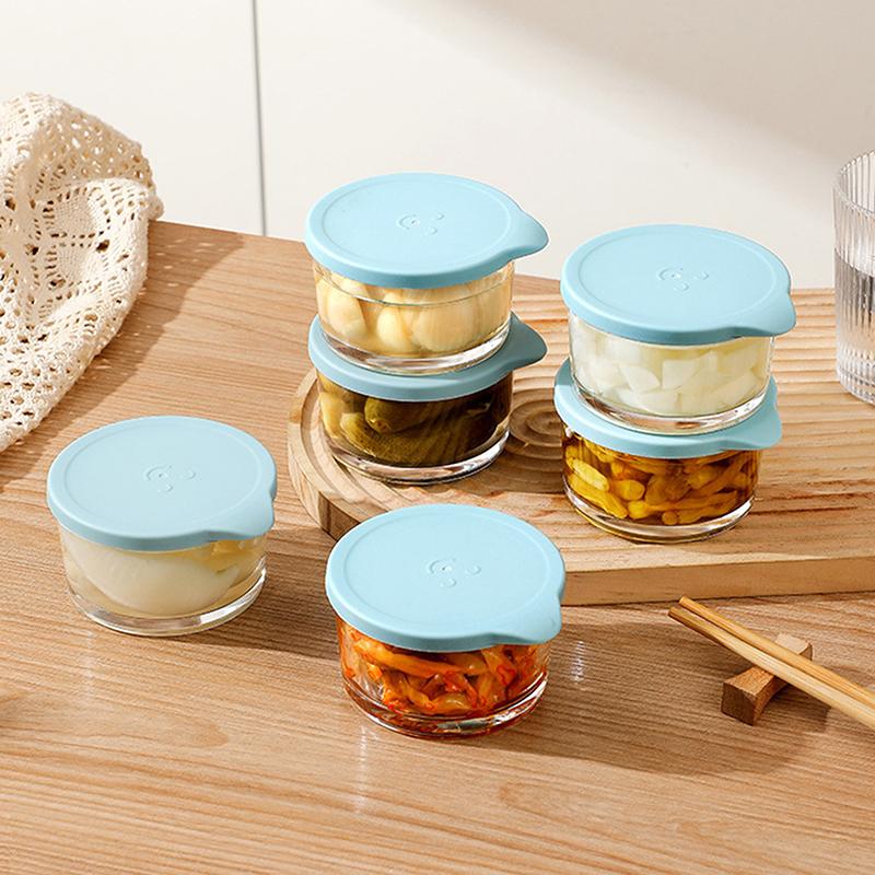 Microwave Safe Round Food Storage Container High Borosilicate Glass Pickle Sealed Jar Refrigerator Fruit Vegetable Storage Jar