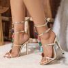 New Style Colour Gem Strap Designer Luxury High Heels Gladiator Sandals Women Summer Open Toe Wedding Banquet Shoes