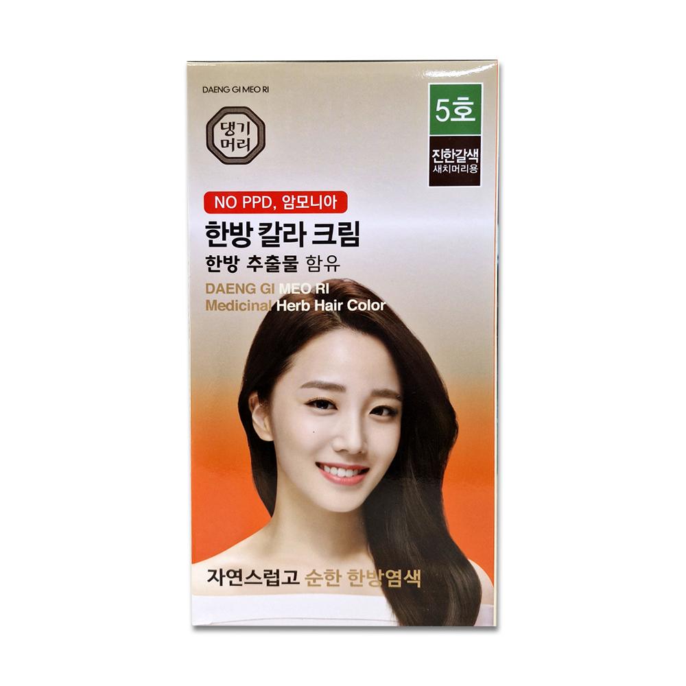 Daenggi Meori Herbal Color Cream Gray Hair Dye No. 5 Dark Brown 5 pcs