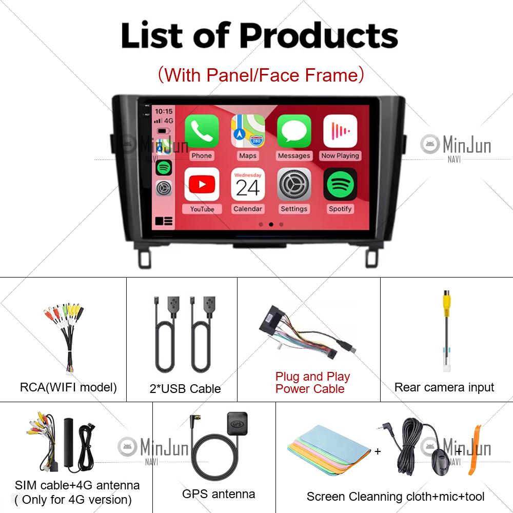 Wireless CarPlay&Auto Android 14 Radio For Nissan Qashqai J11 X-Trail 3 T32 2013-2017 Car Multimedia GPS Navigation Autoradio