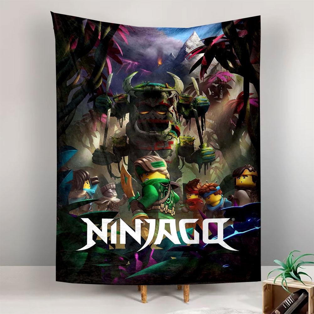 Lego Ninjago Jungle Stone Giant Wall Tapestry Ninja Minifigures Fantasy Cartoon Decor for Kids Bedroom Game Room Playroom Gift