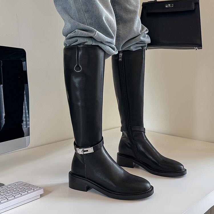 

Star with the same lock boots tall knight boots 2025 autumn and winter new fashionable atmospheric women s boots 39 чёрный