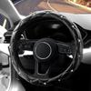 YOGURTCK Diamond Soft Leather Anti-Slip Steering Wheel Cover With Bling Bling Crystal Rhinestones, Universal 15 Inch For Women Girls, Fit Vehicles,