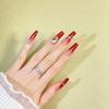 Handmade Rhinestone Wine Red Gradient Press-on Nails – High-End, Long Ladder Style, Full of Aura.