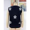 Women's printed V-neck sleeveless knitted floral pullover sweater