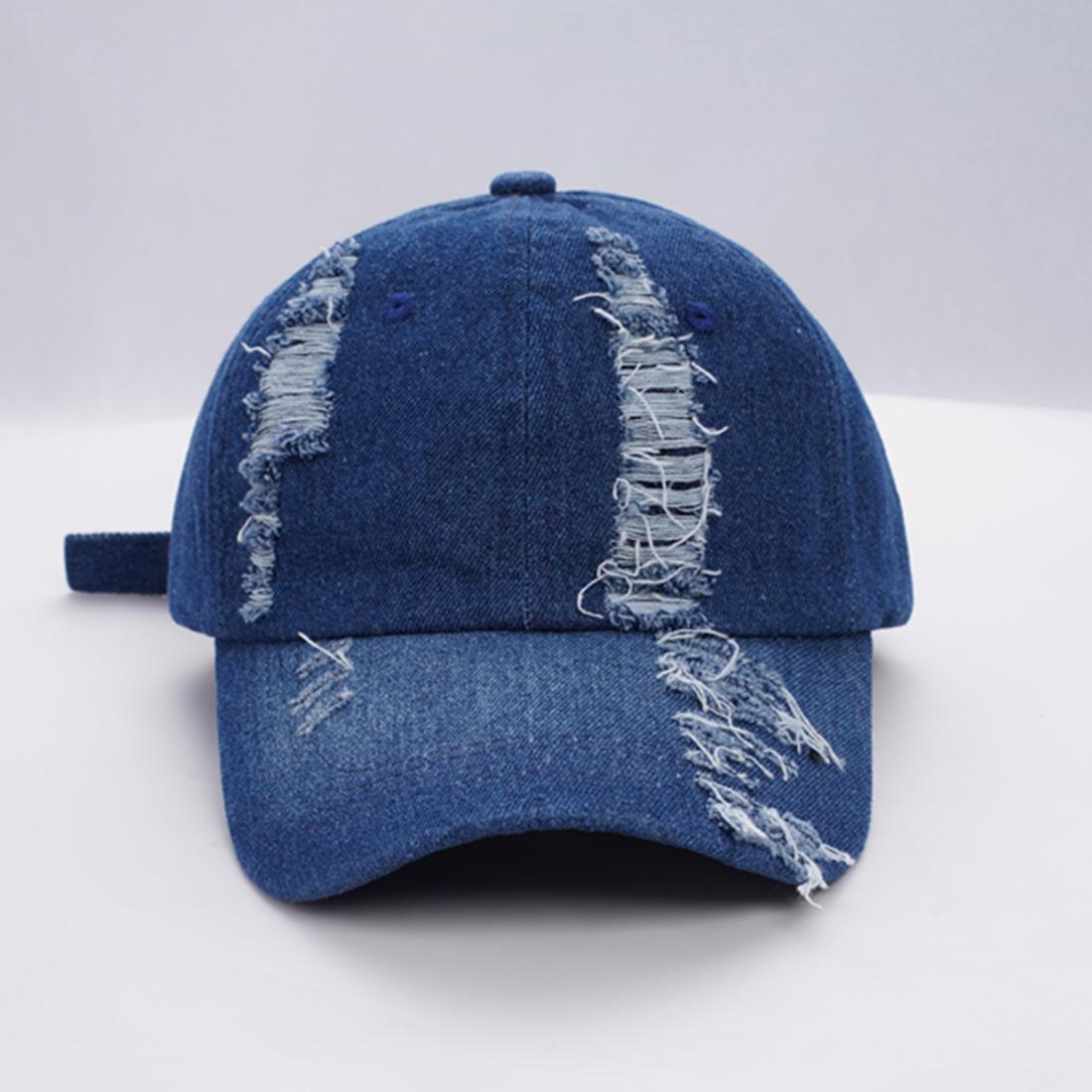 

Ripped cowboy baseball cap big head circumference deep top cap women s autumn sports breathable hat adjustable темно-синий