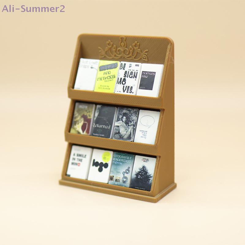 {Summer2} Doll House Book Shelves Display Model, 1/12 Miniature Study Furniture for Decorative Micro Scene.