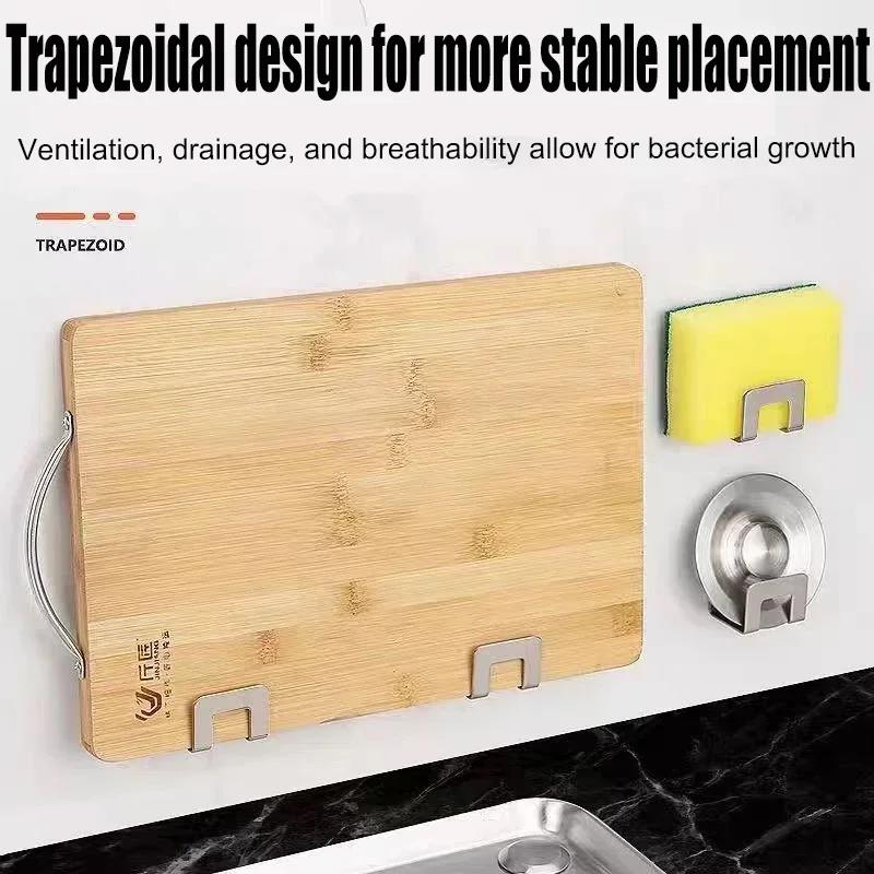 Metal Self Adhesive Hook Sink Sponge Storage Holder Kitchen Holder Stainless Steel Sink Lid Dish Rack Kitchen Wire Rag Organizer Cup Holders 5