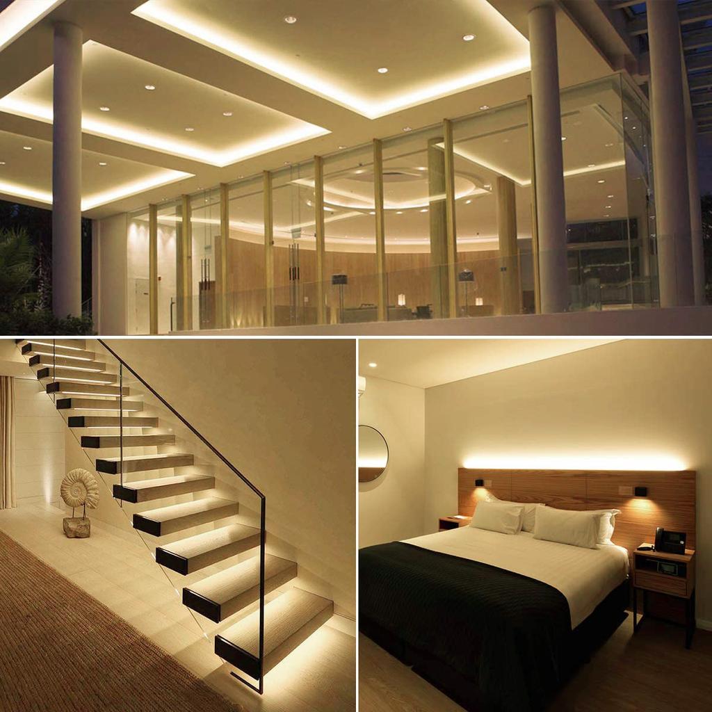 Lepro LED Strip Light, Warm White, Stepless Dimming, Ambient Lighting, 5m, 12V, High Color Rendering, Cuttable, 2835SMD, 300 LEDs, High Brightness,