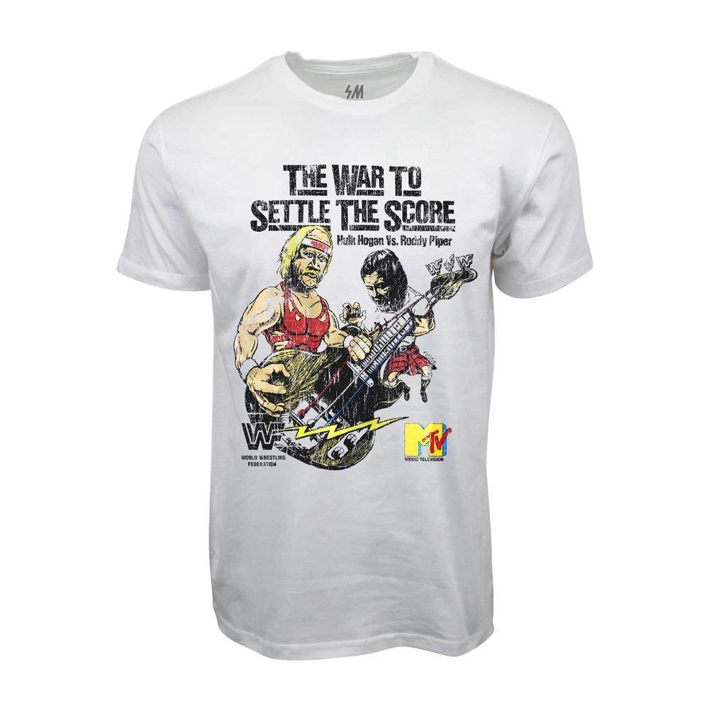 The War To Settle The Score White Graphic Hogan Vs Piper TShirt S