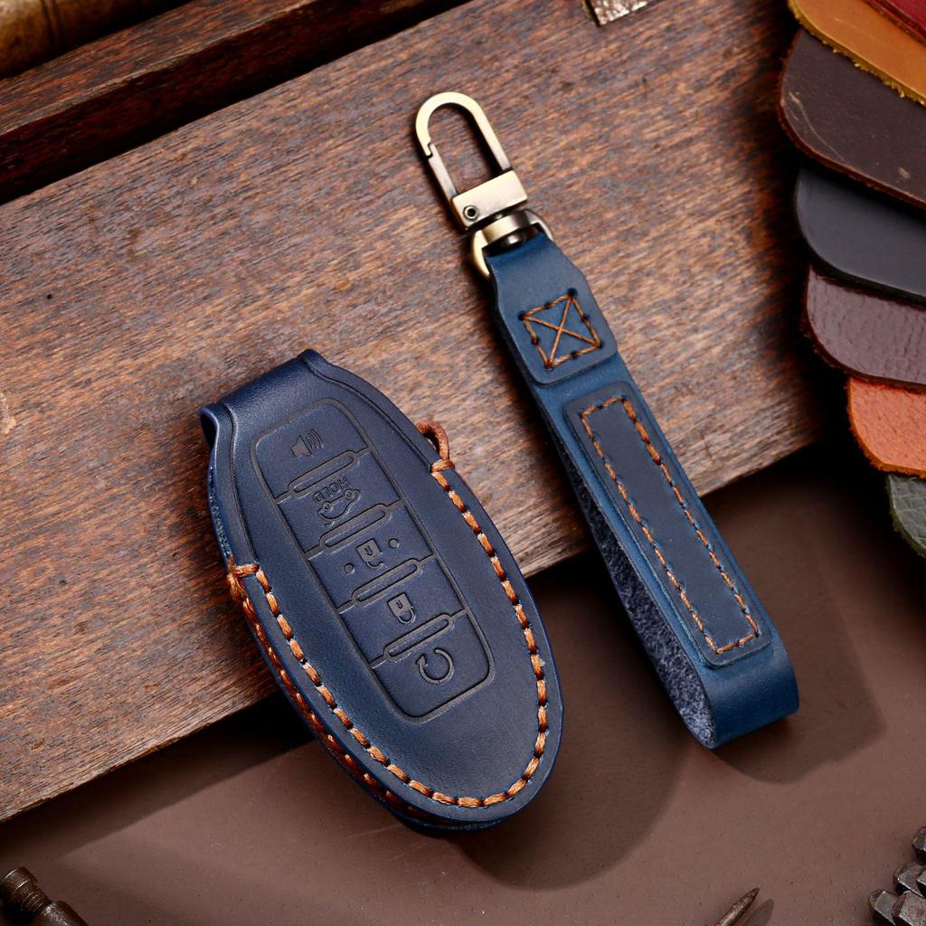 Premium Handmade Leather Car Key Cover for Nissan - All-Inclusive Protection