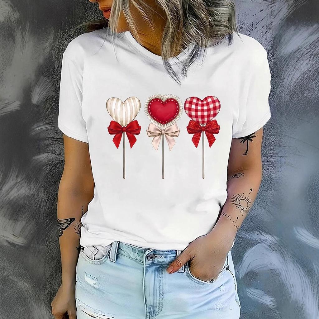 Mango Lemon Fruit Print Loose Short Sleeve T-shirt for Women