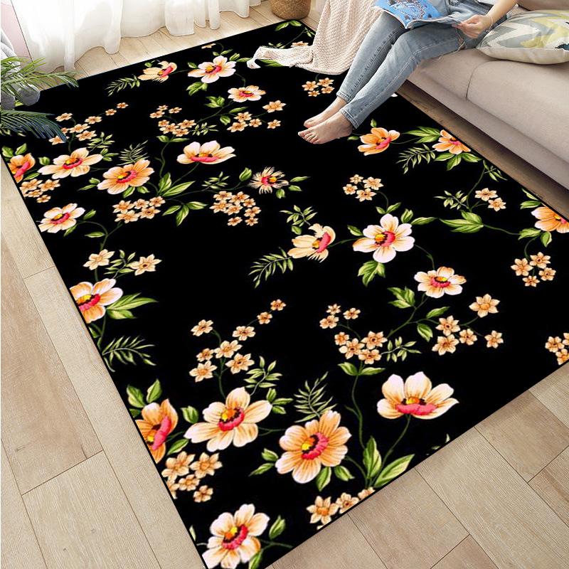 Colorful Flower Area Decoration Rose Sunflower Daisy Peach Blossom Floor Mat Living Room Sofa Rugs carpet