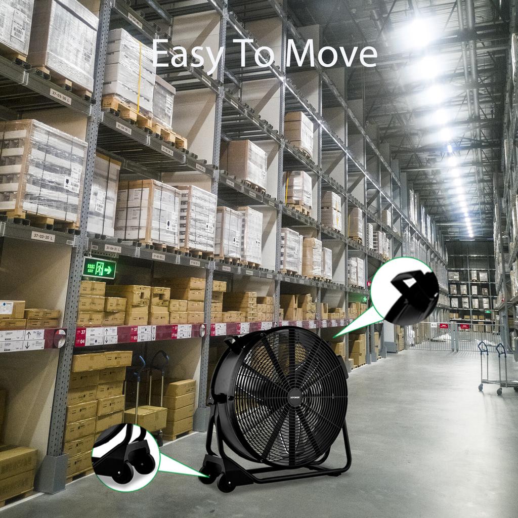 XPOWER FD-630D High Velocity Industrial 24" Portable Floor Drum Fan Factory Shop