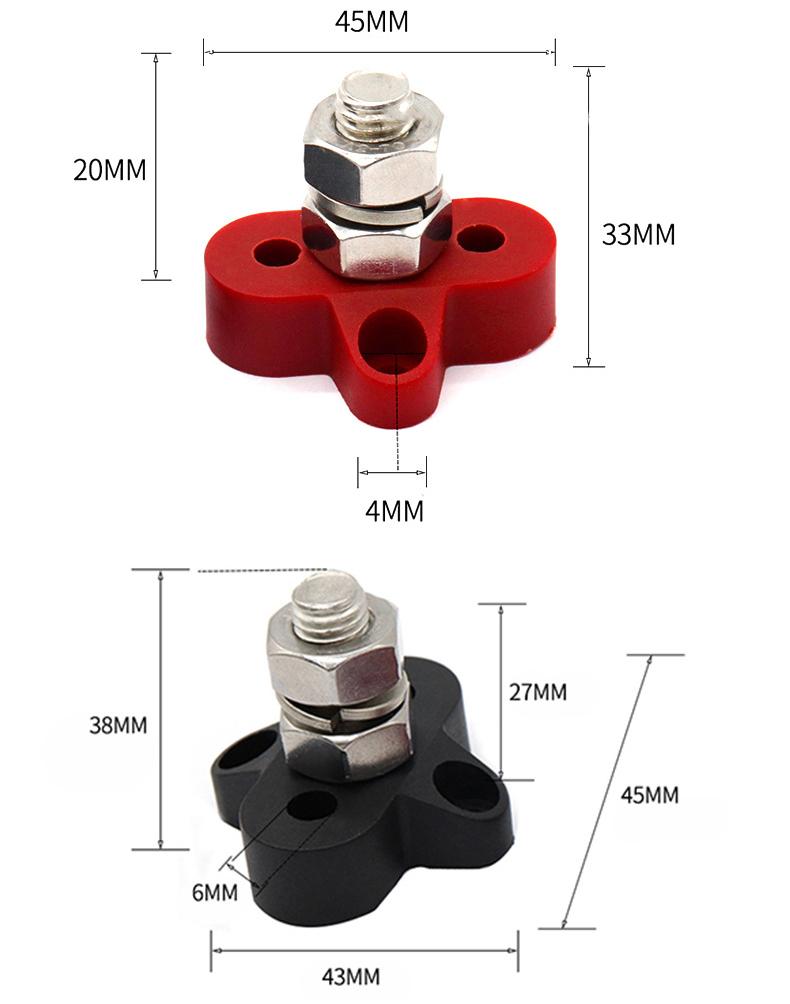 DC 48V 300A Bus Bar M6/8/10 Terminal Block Studs Battery Power Distribution Terminal Stud Bus Bar Connector for Truck RV Boat