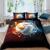 Volleyball Duvet Cover Set Microfiber Sports Ball Theme Fire And Water Blend Volleyball Twin Bedding Set Double Queen King Size