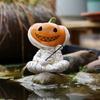 7.9cm Mini Figurines Pumpkin Head Mummy Statue Fishing Home Desktop Miniature Sculpture Halloween Decoration