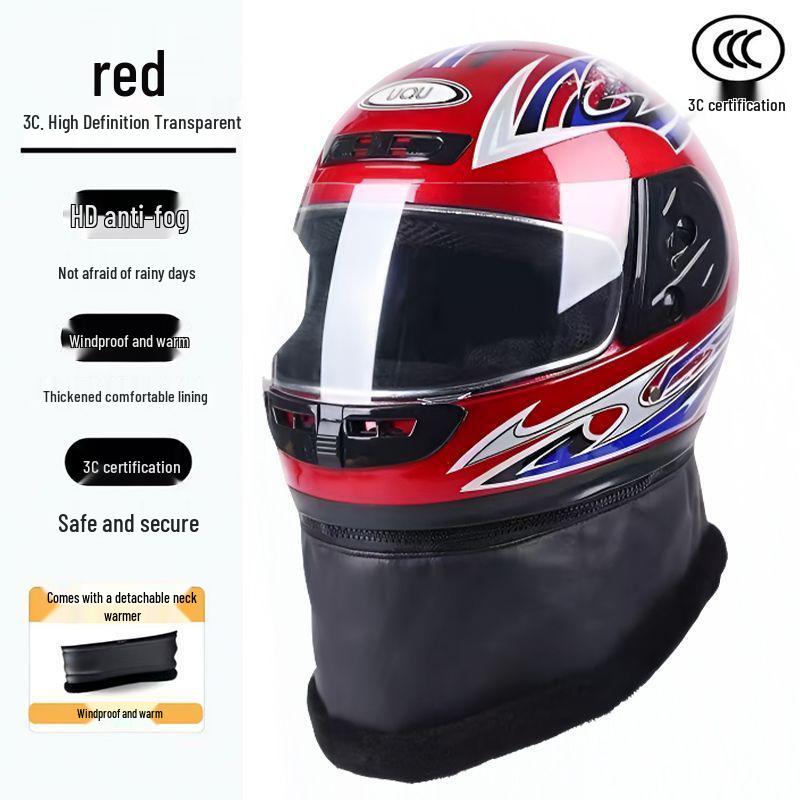 Autumn/Winter Anti-fog Electric Motorcycle Helmet, Class A Safety, Unisex.