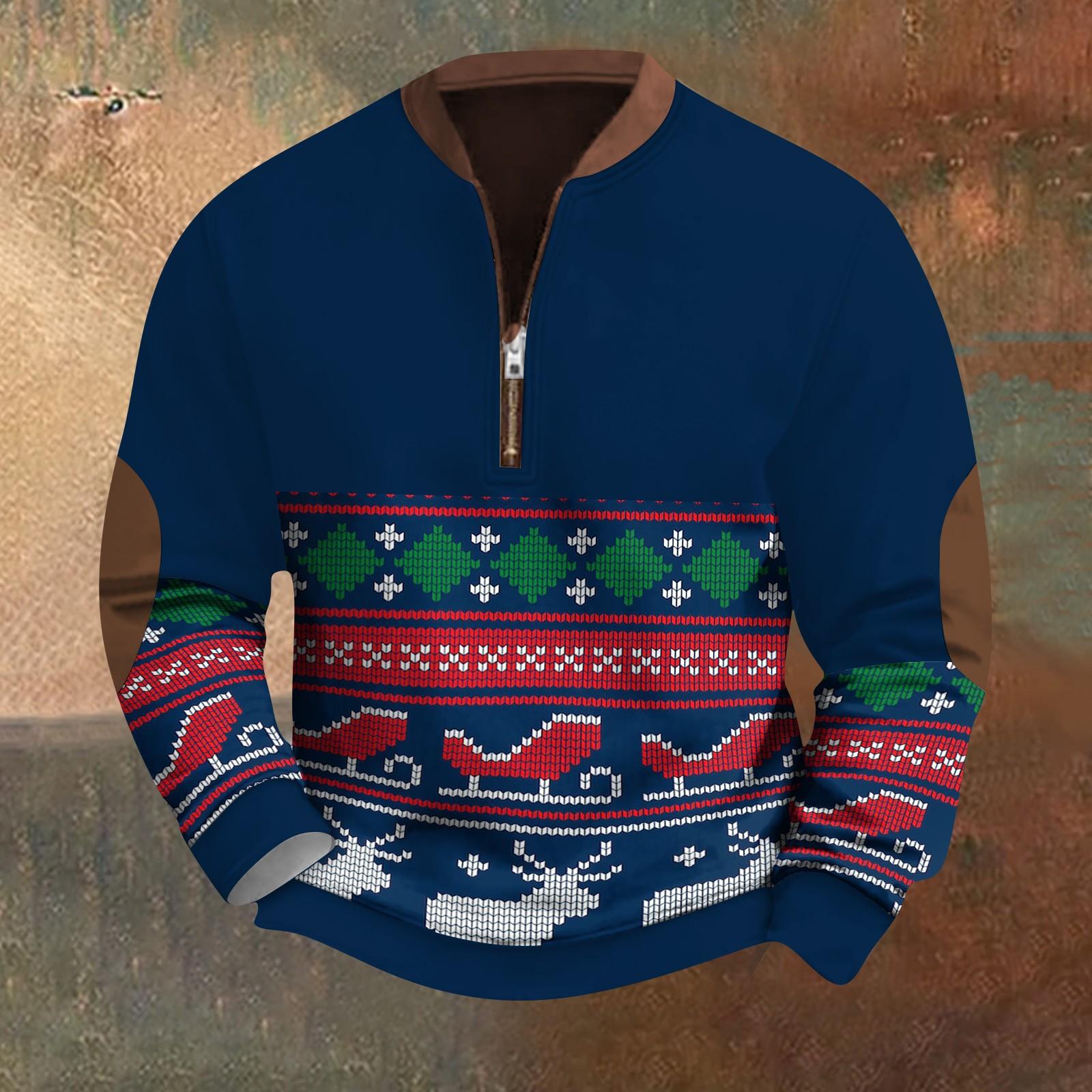 Men s Retro Casual Gradient Printed Sweatshirt L