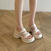 Fashion Thick-soled High-heeled One-word Slippers Internet Celebrity Beach Slippers Women's Summer Wear 2025 New Summer Super Fire Sandals