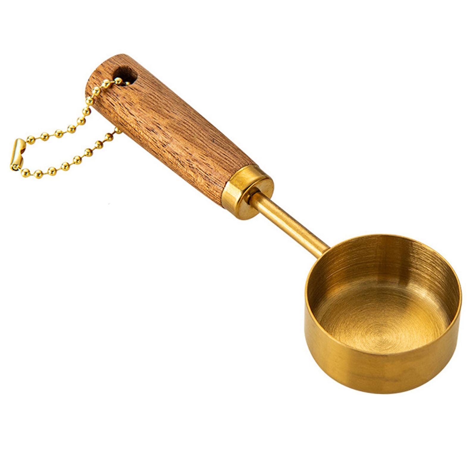 

Wooden Handle 14ML Mini Spoon Measuring Cup for Accurate Coffee Bean Measurement In Homes Cooking Professional Setting золотий