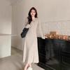 Knitted dress children's autumn and winter new lazy inner lining slim French temperament long dress gentle wind