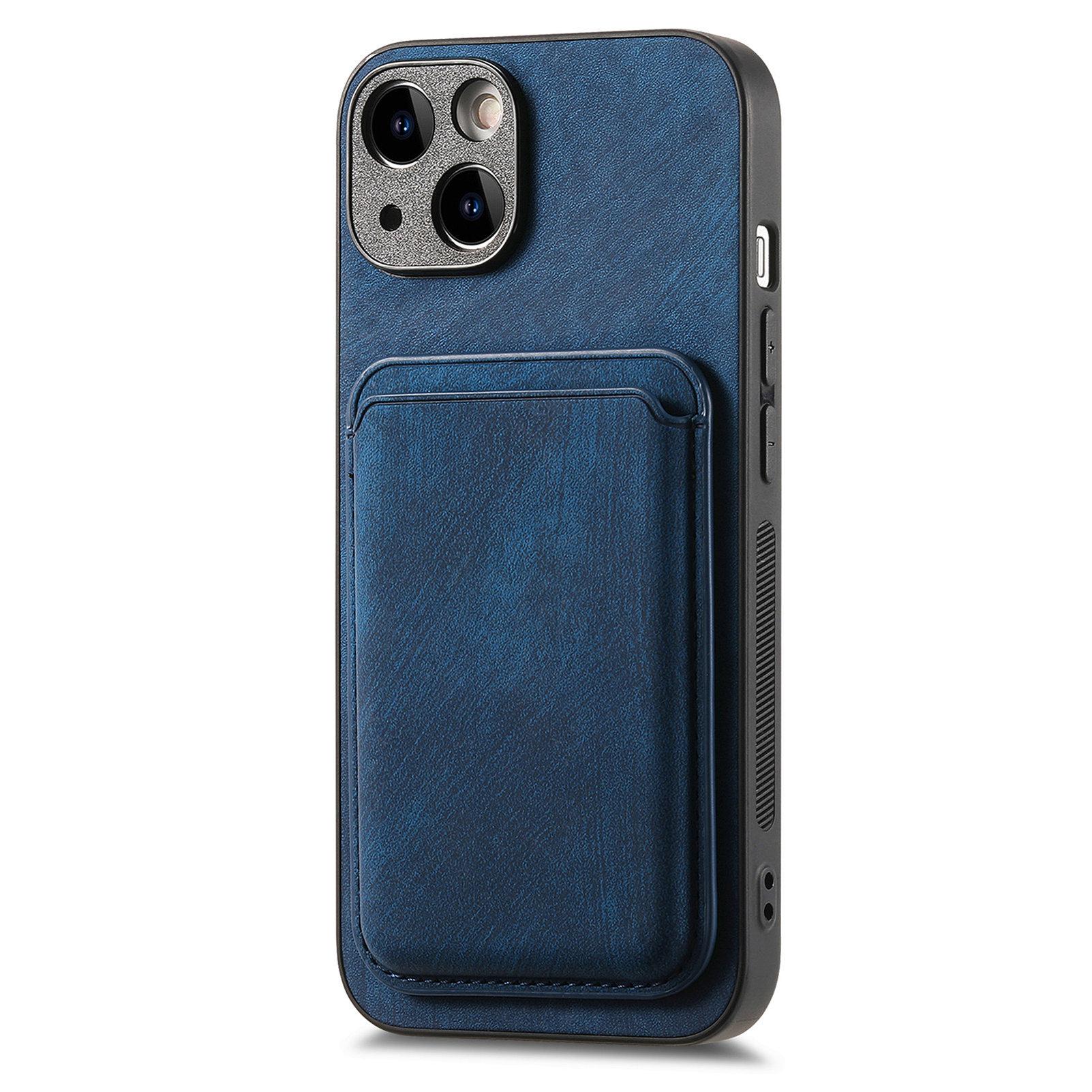 

For iPhone 15 Case Compatible with MagSafe Leather Back Cover with Detachable Card Holder Blue