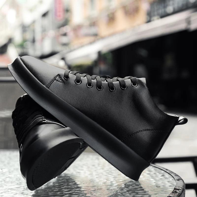 Fashion Lace-up Men's Shoes New Elevator Ankle Boots Men Casual Leather Male Outdoor Footwear Non-Slip Versatile Mens Sneakers