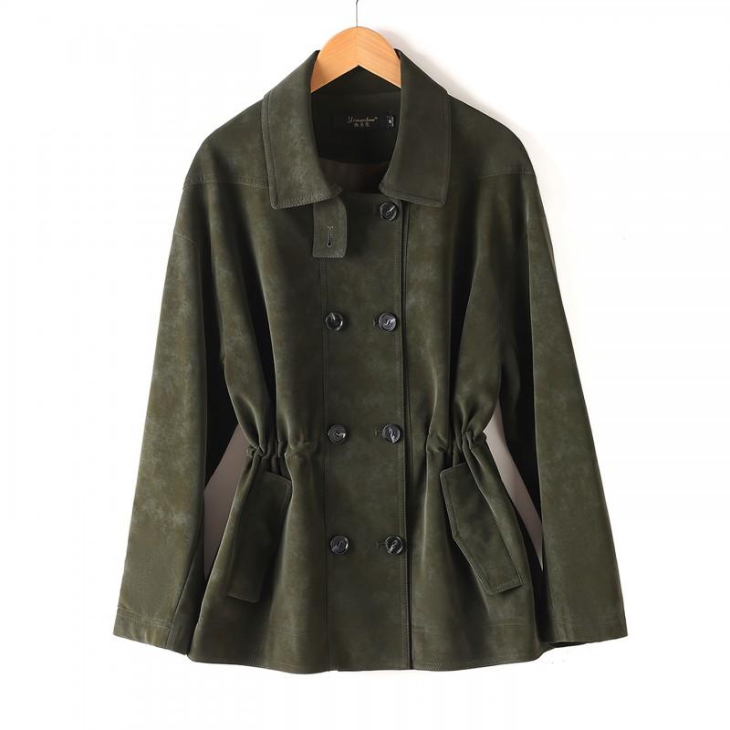 Womens 2026 Faux Lamb Leather Trench Coat With Lapel Collar Waist Belt Plus Size Elegant Outerwear
